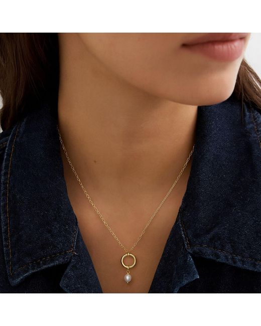 My Little Nature Metallic Freshwater Pearl And Plated Circle Necklace