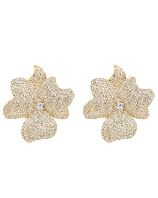 Latelita London Metallic Flower Large Stud Earrings Gold