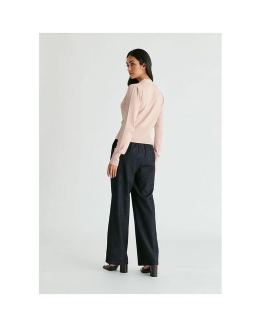 Paisie Pink Long Sleeve Knitted Button Wrap Top