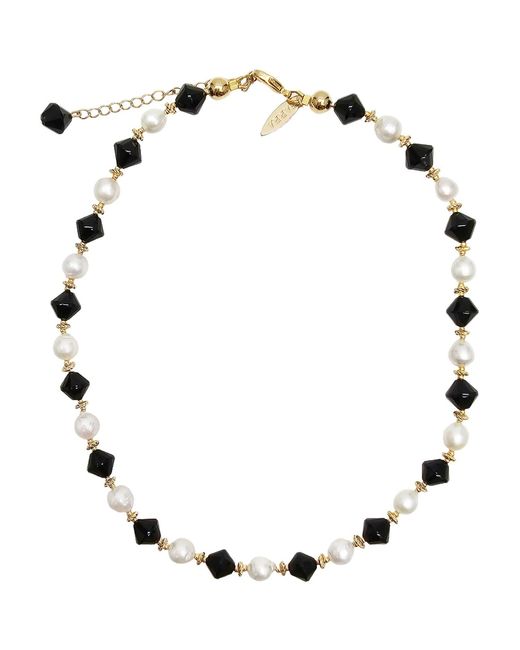 Farra Black Obsidian And Pearls Short Necklace