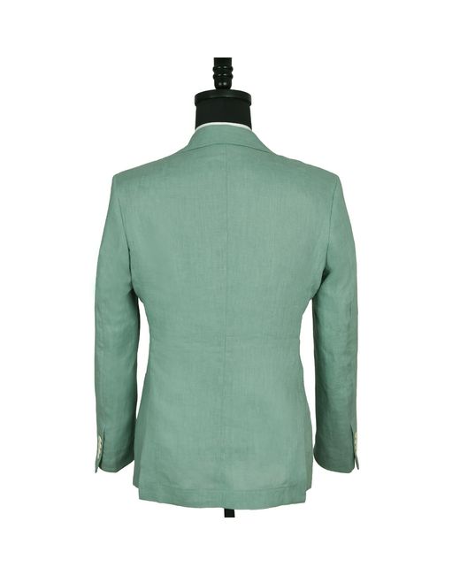 DAVID WEJ Green Hugo Linen Single Breasted Blazer for men