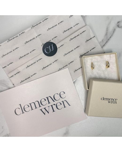 Clemence Wren Metallic Art Deco Gemstone Fan Charm Huggie Earrings