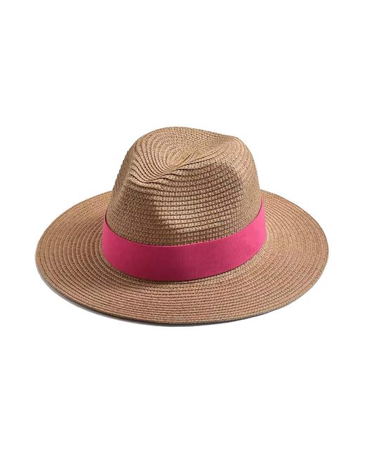 Chanel Joan Elkayam Pink Trim Wide Brim Straw Fedora Hat
