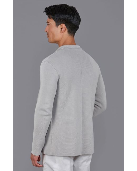 Paul James Knitwear Gray Lightweight Mercerised Cotton Giuseppe Knitted Blazer for men