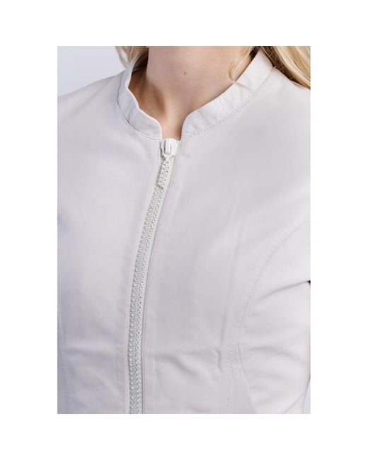 Freaky Nation White Leather Jacket Sparkling