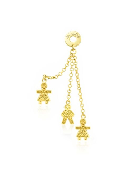 Unaloe Metallic Plated Family Charm Chain Drop Earrings – Designer Statement Jewelry For