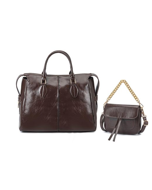 Mkf Collection - J'omor Brown Yareli Tote Bag With Mini Bag- 2-Piece Set