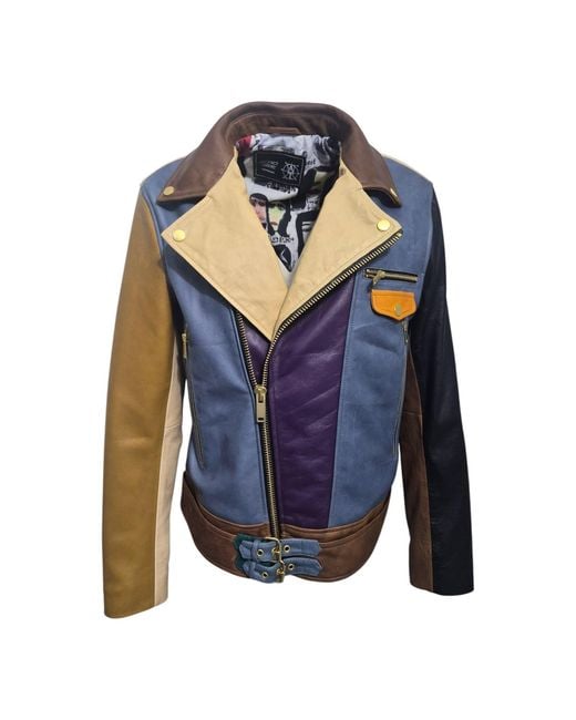 Zasta Studio Blue Artifact Theory Biker Leather Jacket E