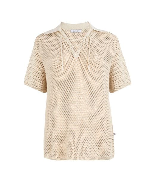 SALANIDA Natural Neutrals Coco Polo Lace Shirt Cream