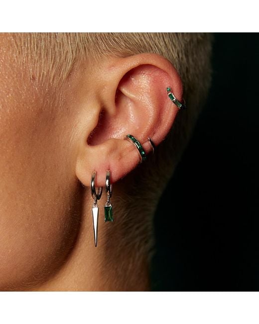 Scream Pretty Green Baguette Charm Hoop Earrings