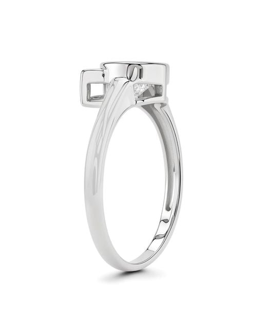 Kylie Harper Metallic Bezel-Set Diamond Cz Kitty Cat Ring