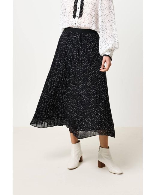 Louche Black Riley Raindrop Pleated Midi Skirt