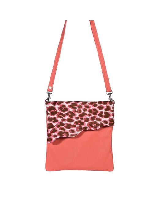 Owen Barry Red Cowhide Crossbody Bag Pansy Coral Stevie