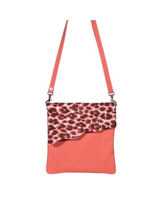 Owen Barry Red Cowhide Crossbody Bag Pansy Coral Stevie