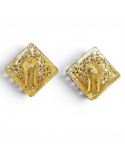 Vstyle Yellow Vintage-Tone Openwork Statement Earrings