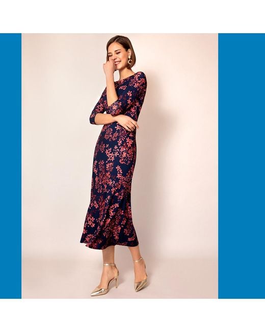 Alie Street London Purple Maxine Asymmetric Dress Bronzed Blooms