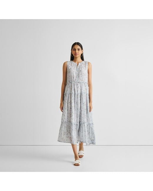 REISTOR Gray Perfect Resort Maxi Crepe Dress