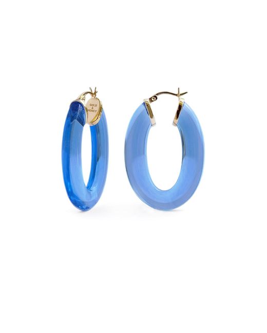 Gold & Honey Blue Flat Oval Hoops
