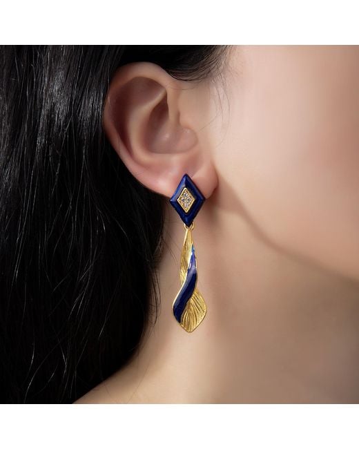 Milou Jewelry Blue Infinity Earrings With Zircon