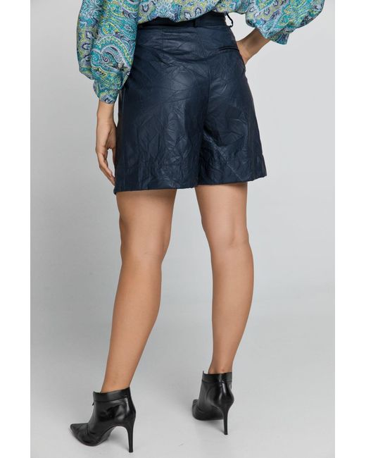 Conquista Blue Faux Leather Bermuda Shorts