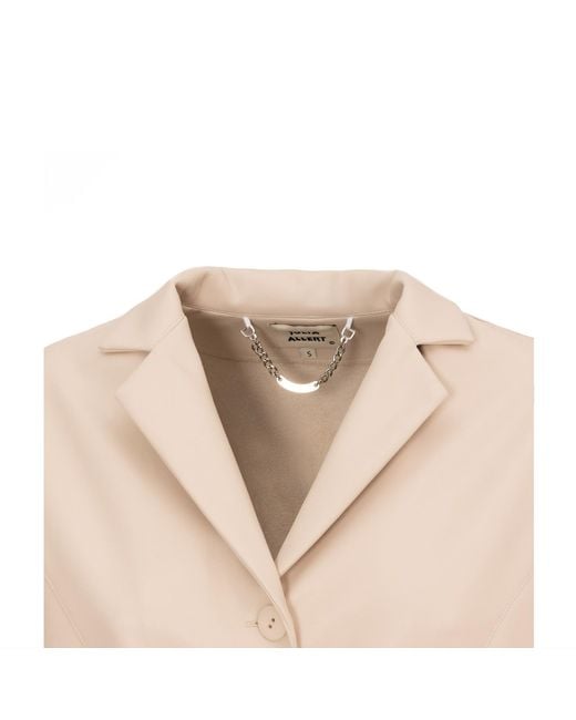 Julia Allert Natural Neutrals Long Button-Up Eco-Leather Trench Ecru