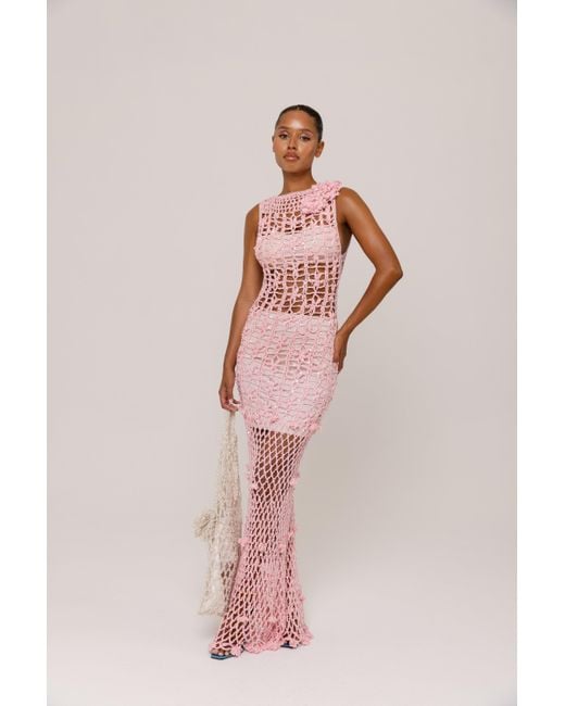 Andreeva Pink Vanilla Handmade Maxi Crochet Dress