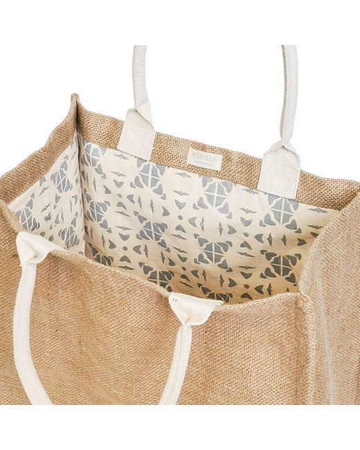 KORISSA Natural Neutrals Jute Canvas Gift Bag With Pompom