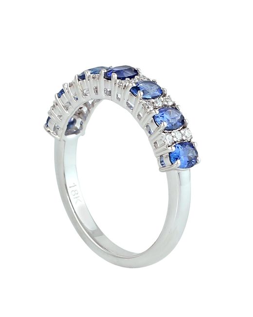 Artisan Blue 18K Oval Sapphire & Diamond Half Eternity Ring