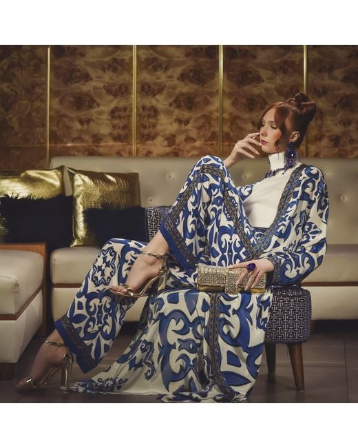 Ana Luisa Blue Santorini Inspired Open-Front Kaftan