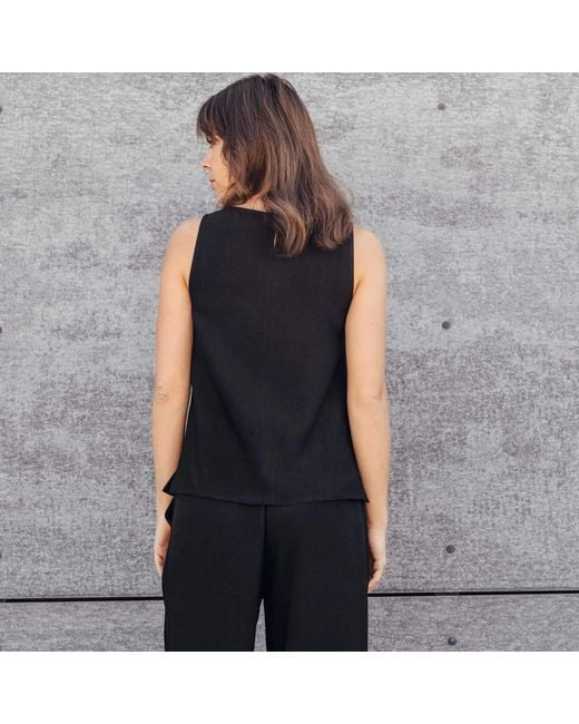 Oh!Zuza Black Echo Viscose Top With Wide Straps –