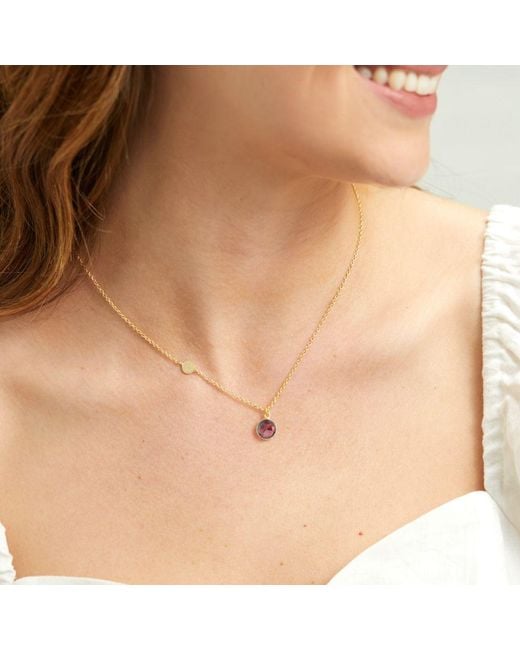 Auree Jewellery Metallic Salina Vermeil Disc & Garnet Necklace