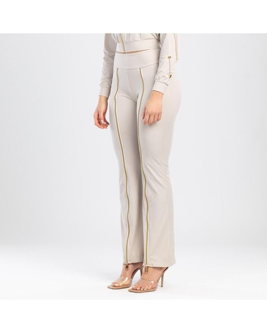 ANTONINIAS White Neutrals Zipnisa Elegant Pants With Zip In