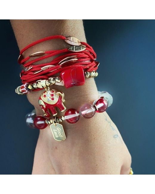 Ebru Jewelry Red Good Luck Cat Eye Love Bead Bracelet