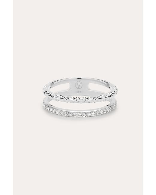 Vanhi White Molten Crystal Double Band Ring