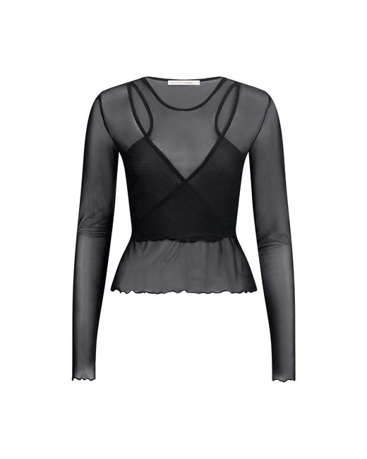 Love and Nostalgia Black Wrap It Up Mesh Top