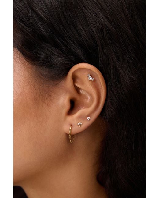 Vanhi White Curved Crystal Threadless Flat Back Titanium Cartilage Stud