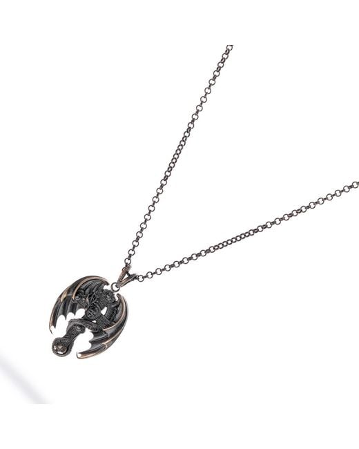 Ebru Jewelry Metallic Legendary Dragon Cross Sterling Necklace for men