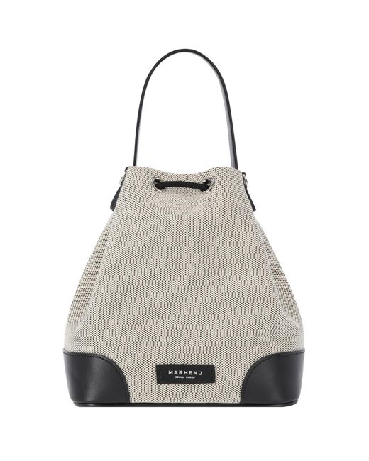 MARHEN.J Black Two-Tone Canvas & Apple Leather Bag