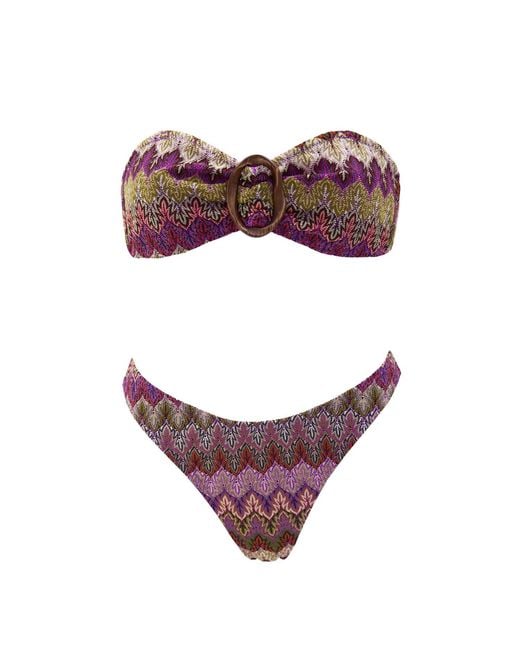 Aulala Paris Purple Nocturnal Sky Bandeau Broderie Bikini