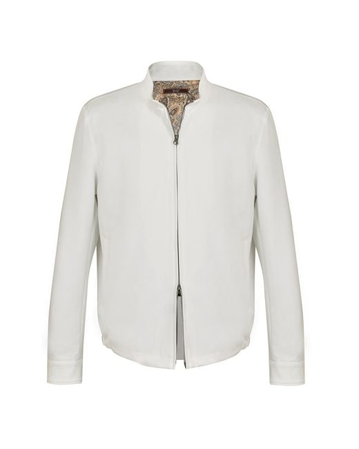 DAVID WEJ White Ashford Relaxed Zip Through Jacket for men
