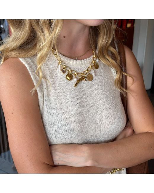 Sccollection Metallic Lola & Pearl Cheetah Charm Necklace