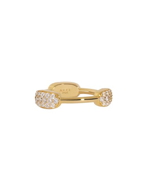 Arte Madrid Metallic Toggle Pavé Pillow Dome Ring