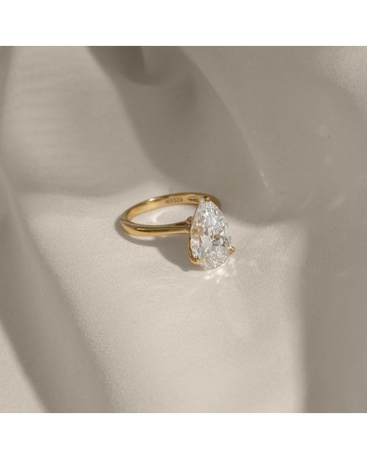 Diamonbliss Metallic Five Carats Pear Cut Solitaire Cocktail Ring
