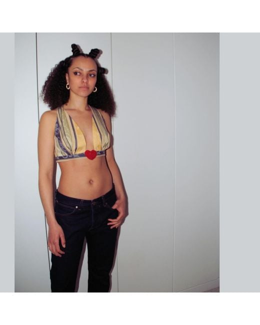 Couture to Your Door Metallic Neutrals Upcycled Cropped Top