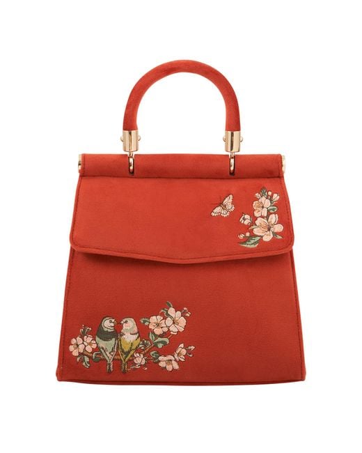 Fable England Red Lovebirds Mini Top Handle Tote