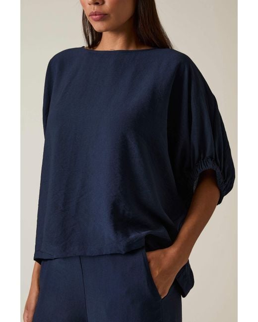 James Lakeland Blue Gathered Sleeve Blouse