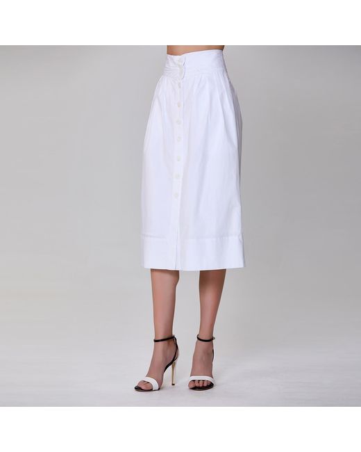 Smart and Joy White Buttoned Straight Skirt