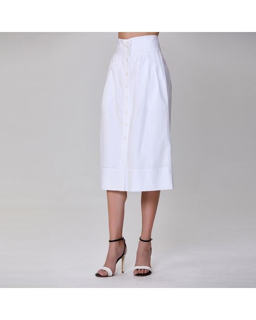 Smart and Joy White Buttoned Straight Skirt