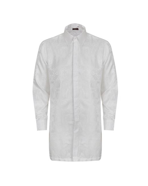 DAVID WEJ White Kensington Floral Jacquard Tunic Shirt for men