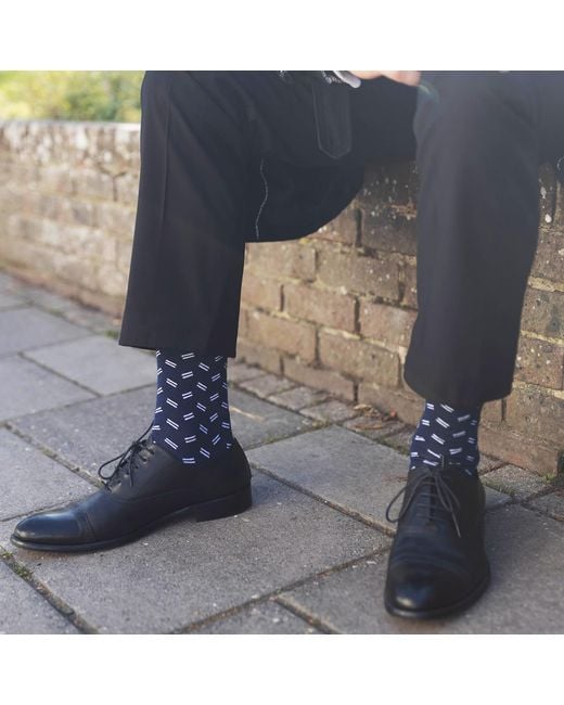 Peper Harow - Made in England Blue Parallel Socks for men